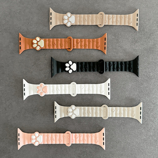 硅膠貓爪磁吸小蠻腰iwatch表帶s9適用applewatch蘋果s8手表se新款