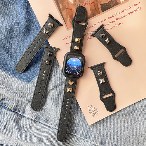 铆钉真皮高级适用iwatch手表表带