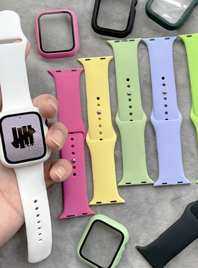 硅胶壳膜运动适用iwatch表带se保护壳56789苹果s10手表applewatch