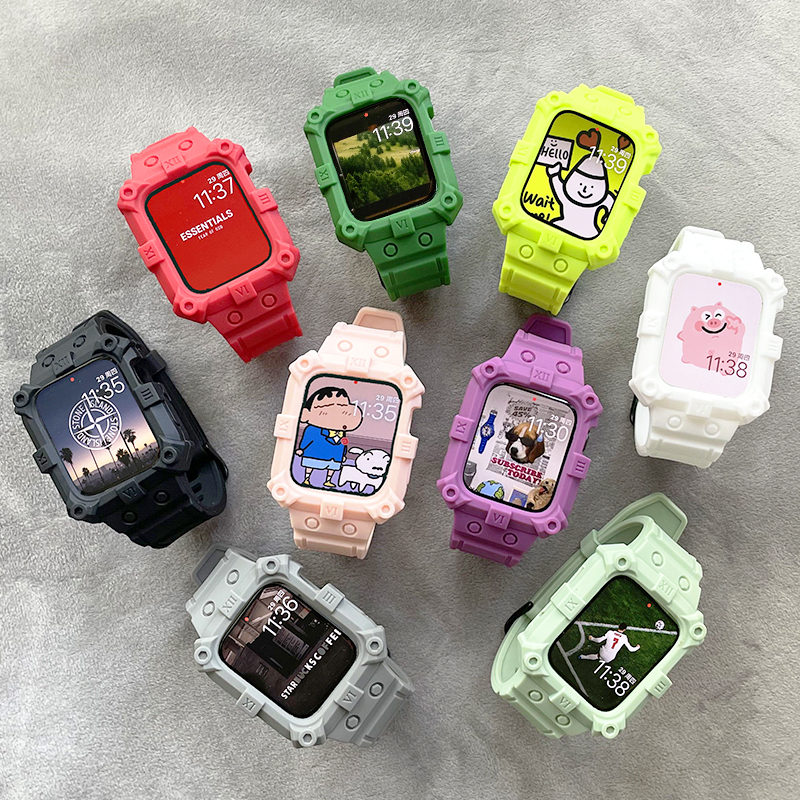 超软硅胶表带一体保护壳iwatch新款适用applewatch苹果se手表5678 智能设备 智能手表手环表带/腕带 原图主图