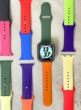 新款拼色撞色小众设计柔软适用iwatch表带4567苹果手表applewatch