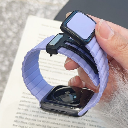 波浪纹硅胶磁吸适用iwatch表带