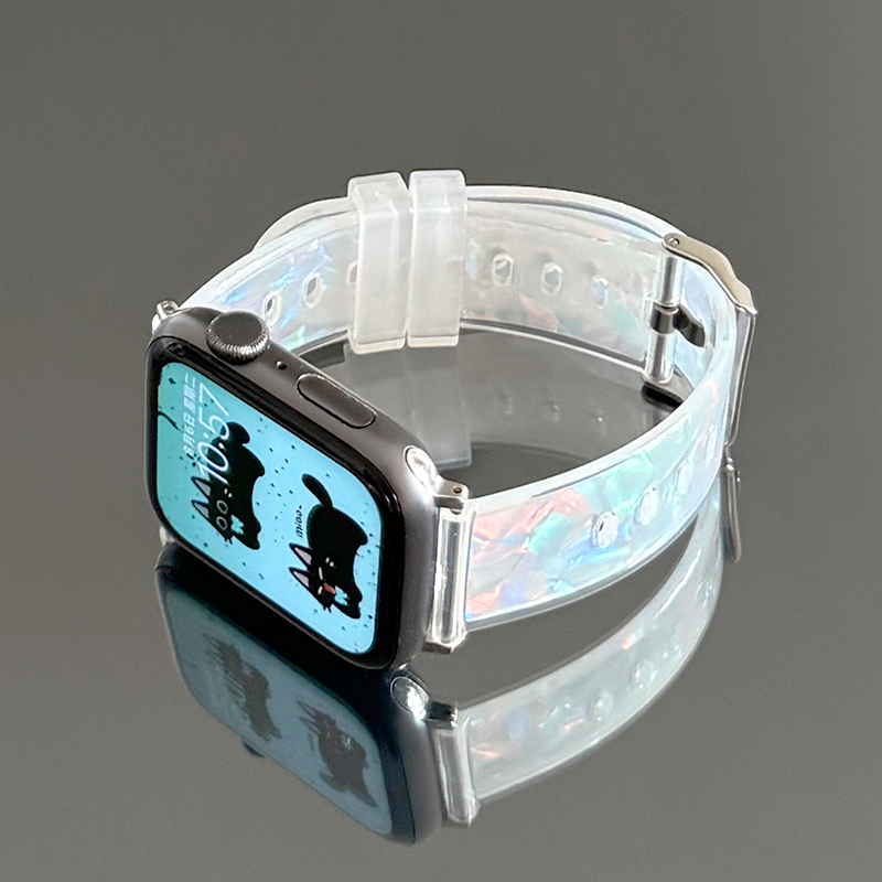 贝壳纹炫彩适用软胶iwatch表带