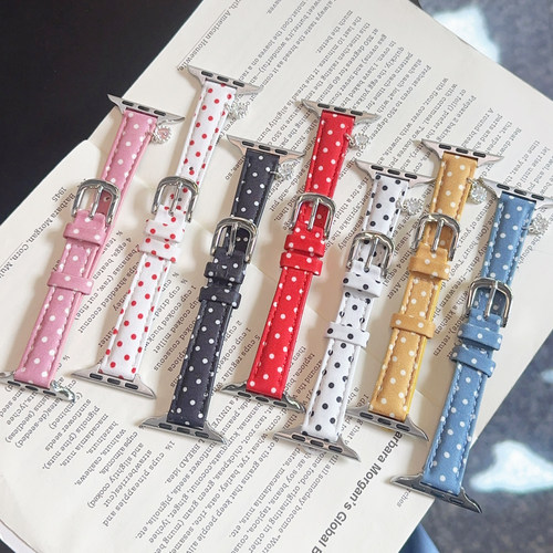 波点小蛮腰皮革适用iwatch表带