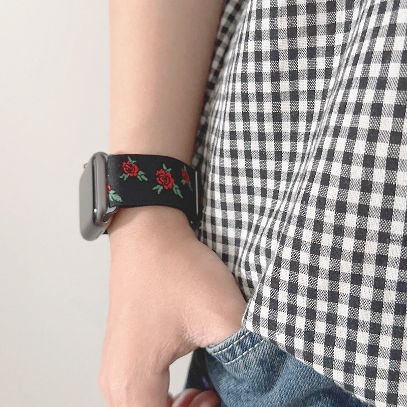 弹力尼龙玫瑰花适用iwatch表带
