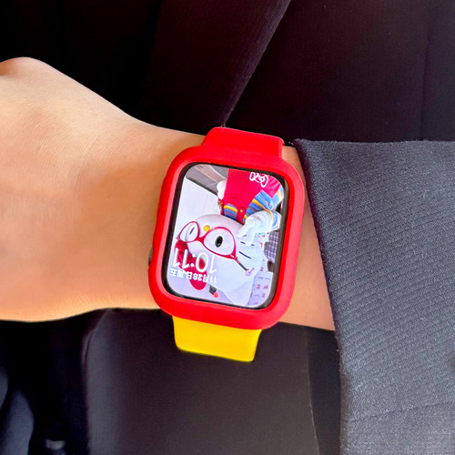新年红硅胶保护壳适用iwatch表带
