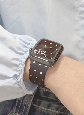 黑色波点圆点小众日系iwatch表带硅胶适用applewatch苹果s7手表s8