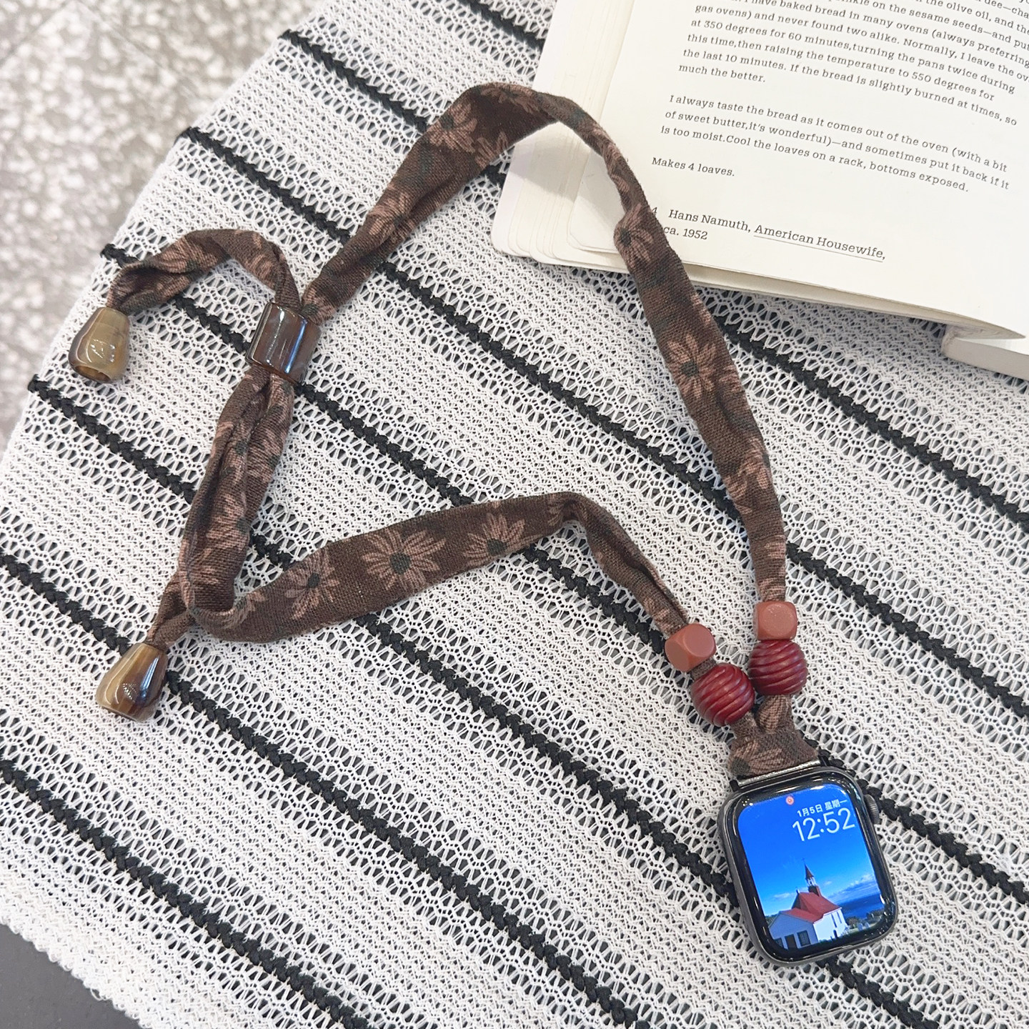 中式美拉德丝巾项链挂脖适用iwatch表带苹果手表applewatch吊坠女