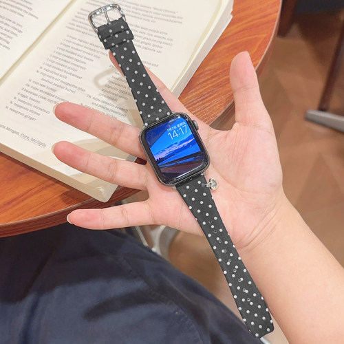 韩系波点皮革帆布适用iwatch表带