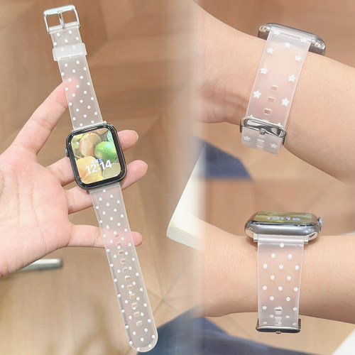 半透明硅胶波点适用iwatch表带