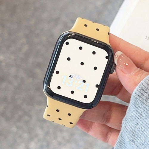 韩系蛋黄波点硅胶适用iwatch表带