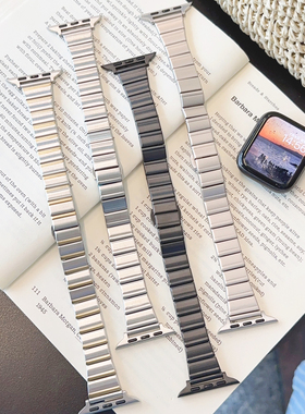 一株金属不锈钢iwatch表带小蛮腰SE适用苹果手表S10新款678小众S9