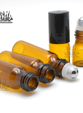 茶色精油滚珠瓶精油香水玻璃分装瓶钢珠头走珠瓶1ml2ml3ml5ml空瓶