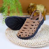 超软进口越南橡胶凉鞋 不磨脚防臭镂空沙滩鞋 男款 透气增高厚底拖鞋