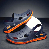 超软进口乳胶越南拖鞋 舒适不磨脚防臭镂空透气商务凉鞋 洞洞鞋 男款