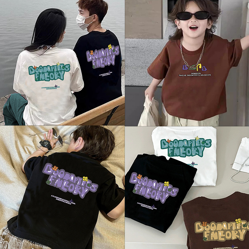 韩国童装母子母女T恤短袖2025夏装儿童宽松时髦体恤潮全家装