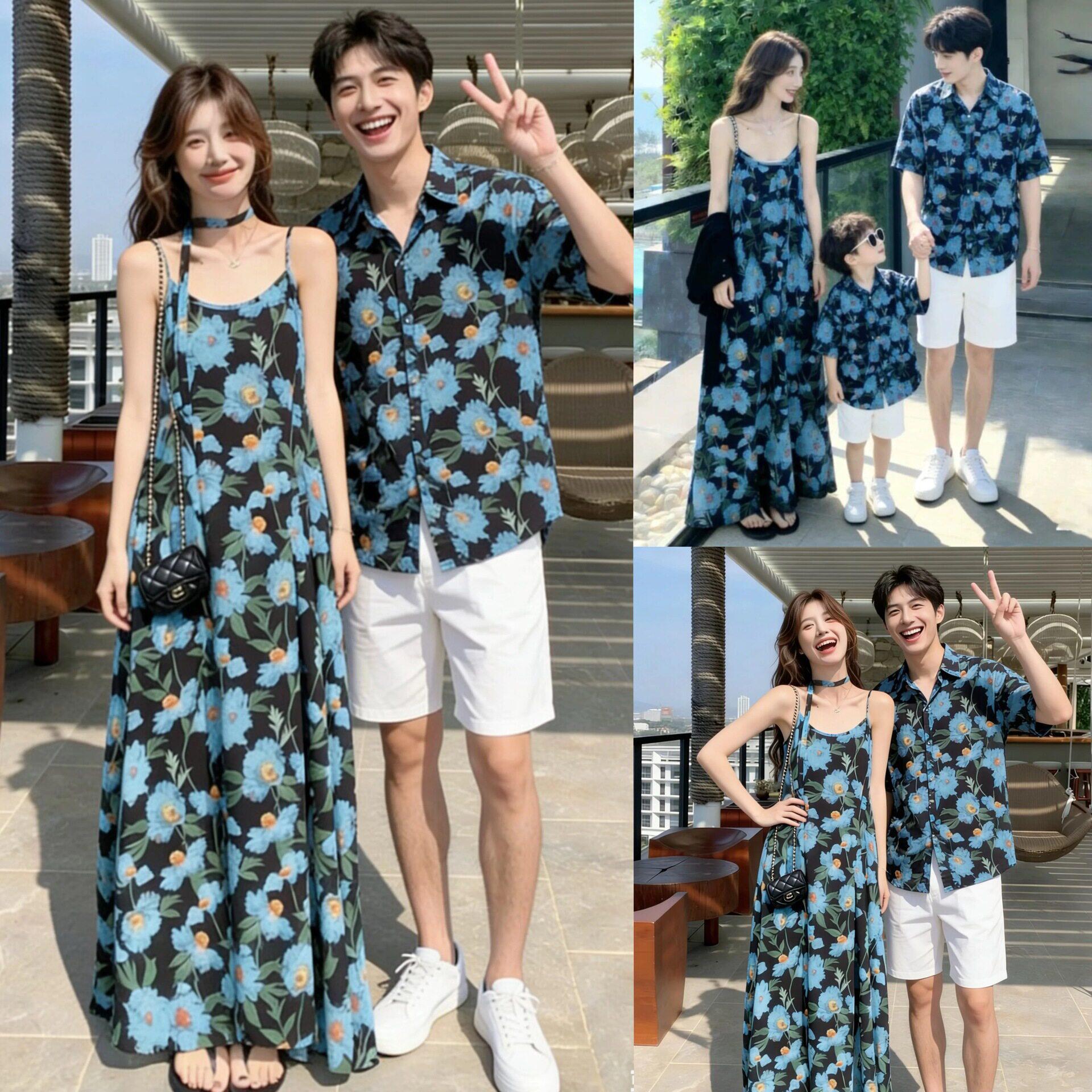 海边度假亲子装夏季短袖图片