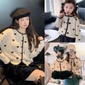 洋气爱心镂空开衫 亲子装 母女装 春装 潮 针织外套一家三口婴儿全家款