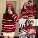 过年毛衣 母子针织衫 亲子装 一家三口四口条纹半拉链秋冬春节母女装