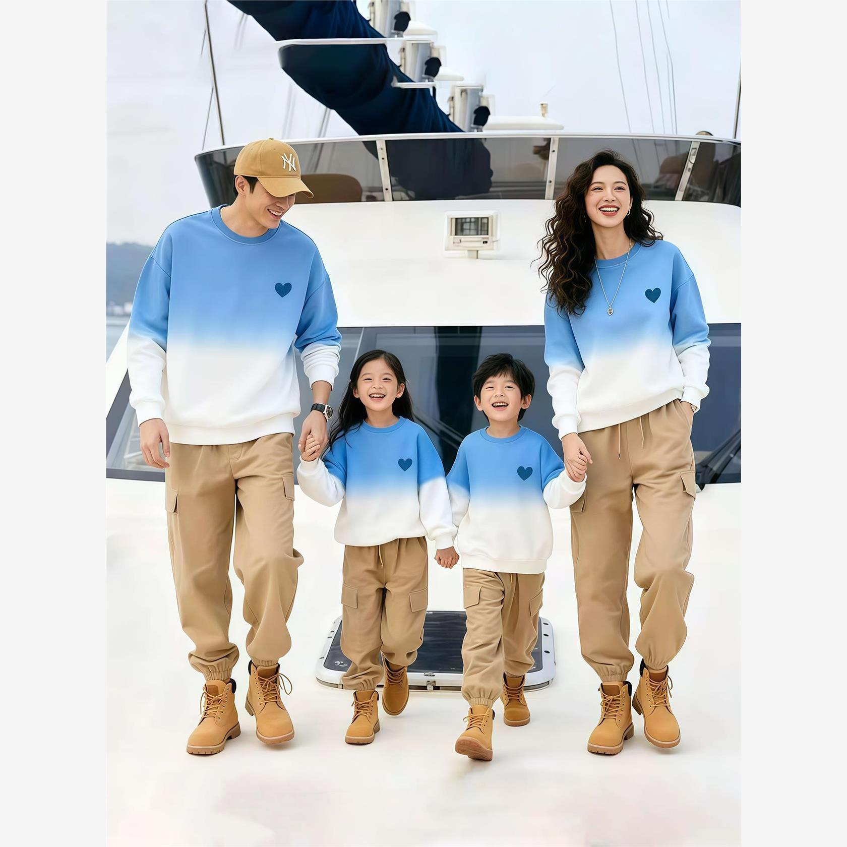 网红亲子装2025新款秋装长袖卫衣婴儿爬服连体衣一家三口母女母子