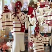 一家三口亲子装 秋冬针织毛衣四口小月龄宝宝百天周岁宴母子母女装