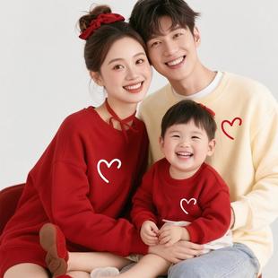 周岁礼服亲子装一家三口母女款小月龄百天全家福拍照主题摄影卫衣