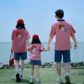 高端母子短袖 炸街亲子装 一家三口四口POLO衫 母女装 T恤 2025新款