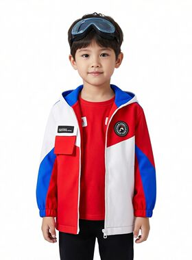 Abckids男童赛车风连帽风衣