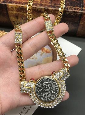 电镀真金气质百搭圆形头像项链