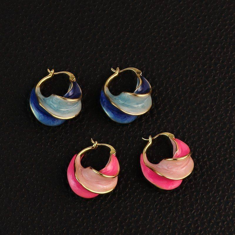 25-26年 欧美风蓝粉珐琅复古高级感女港风 珐琅滴釉螺旋造型耳环,饰品/流行首饰/时尚饰品新,耳环,淘宝优惠券,粉丝福利购,淘宝优惠卷