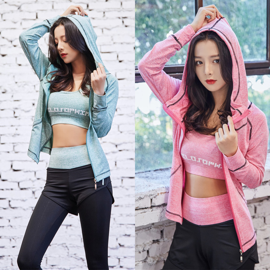 春夏新款健身房晨夜跑运动套装女宽松时尚网红瑜伽服三件套速干衣