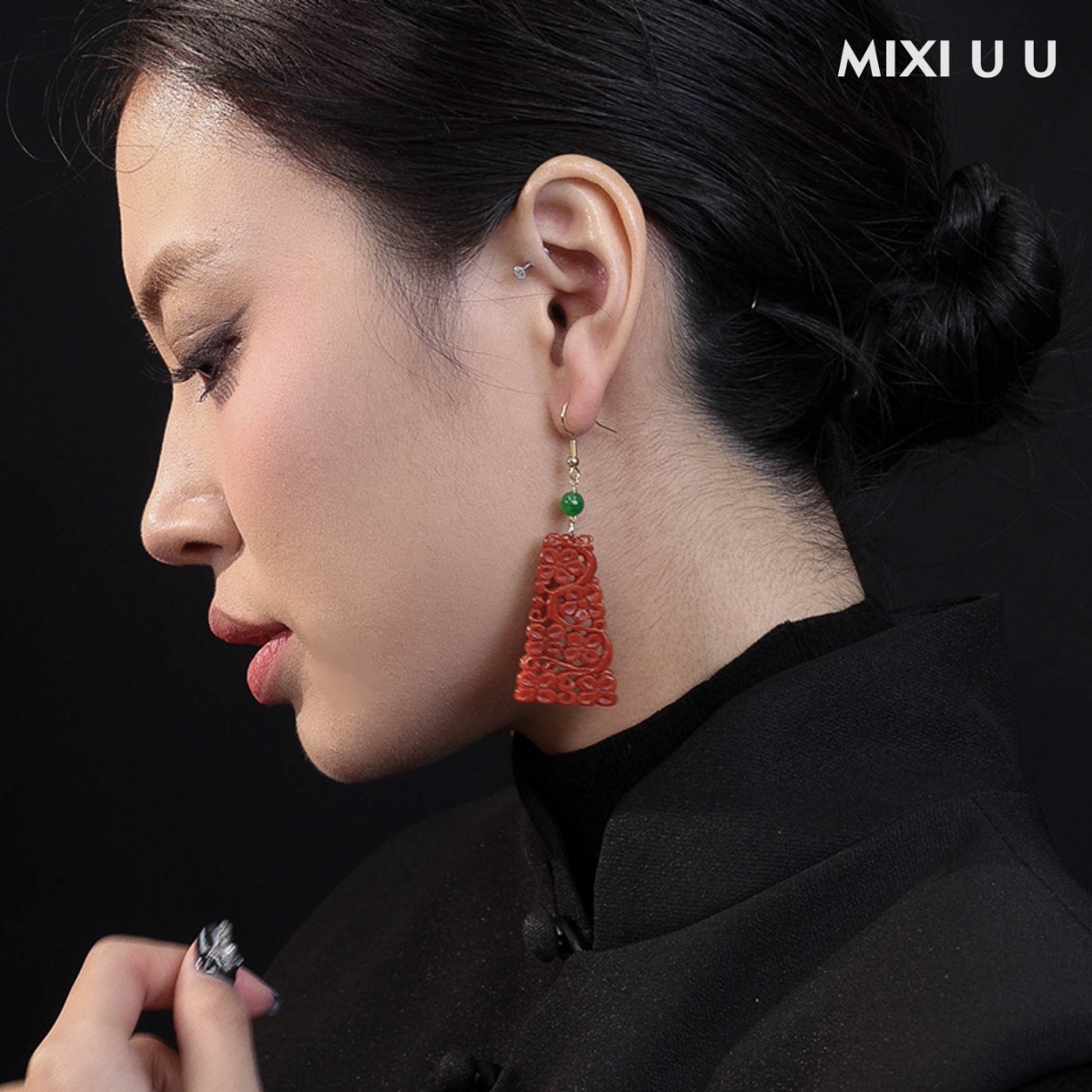 民族风新中式高级感红色耳饰