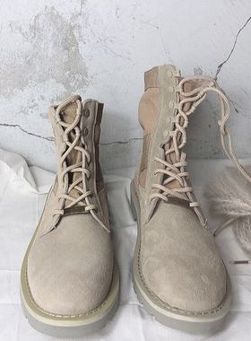 秋冬复古INS百搭情侣中高帮工装鞋男马丁靴女真皮沙漠靴磨砂皮靴