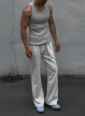 本源ULTISO 美式休闲弯刀卫裤健身运动微喇宽松百搭显高直筒长裤