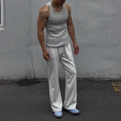 本源ULTISO 美式休闲弯刀卫裤健身运动微喇宽松百搭显高直筒长裤