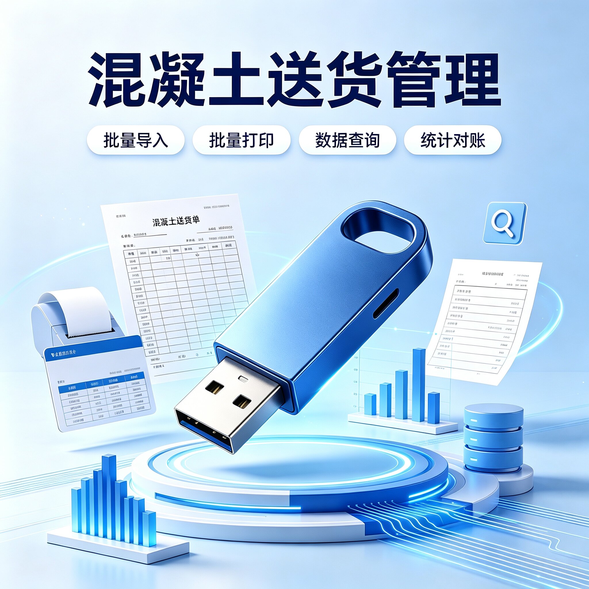 优图商品混凝土商砼送货单打印软件收据管理软件开单打印系统