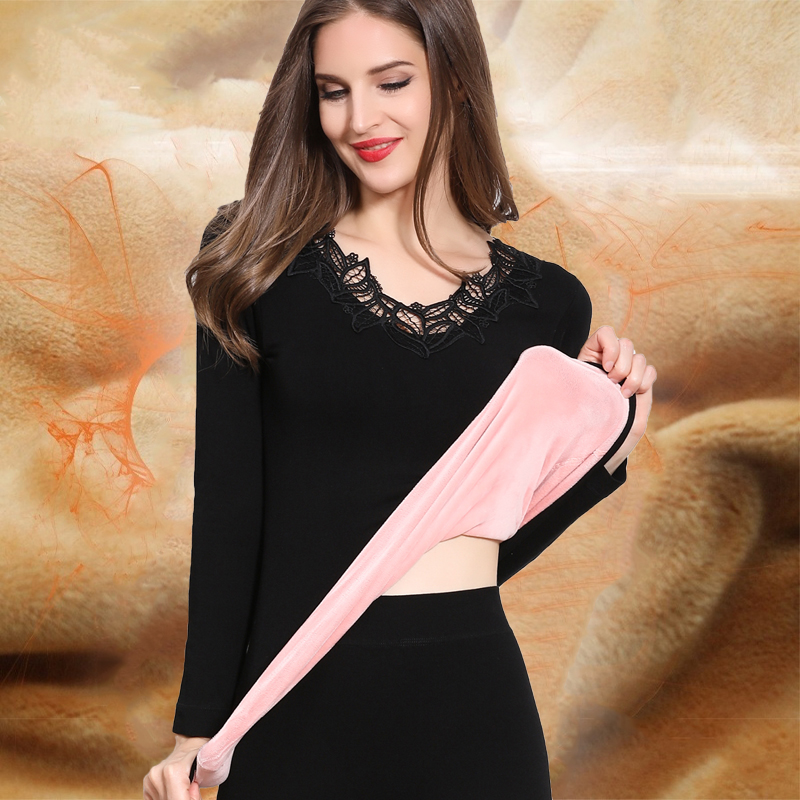 保暖内衣女士加绒加厚冬季防寒恒温发热秋衣秋裤性感美体塑身套装