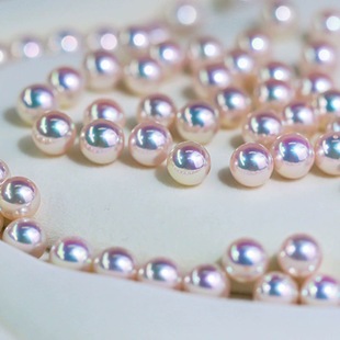 鼎源媲美akoya天然淡水珍珠强光正圆 透粉天女级裸珠定制 diy散珠