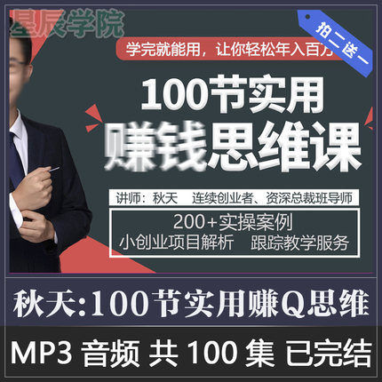 学完就能用的100节实用赚Q思维课 简单易懂的高效Z钱解析音频