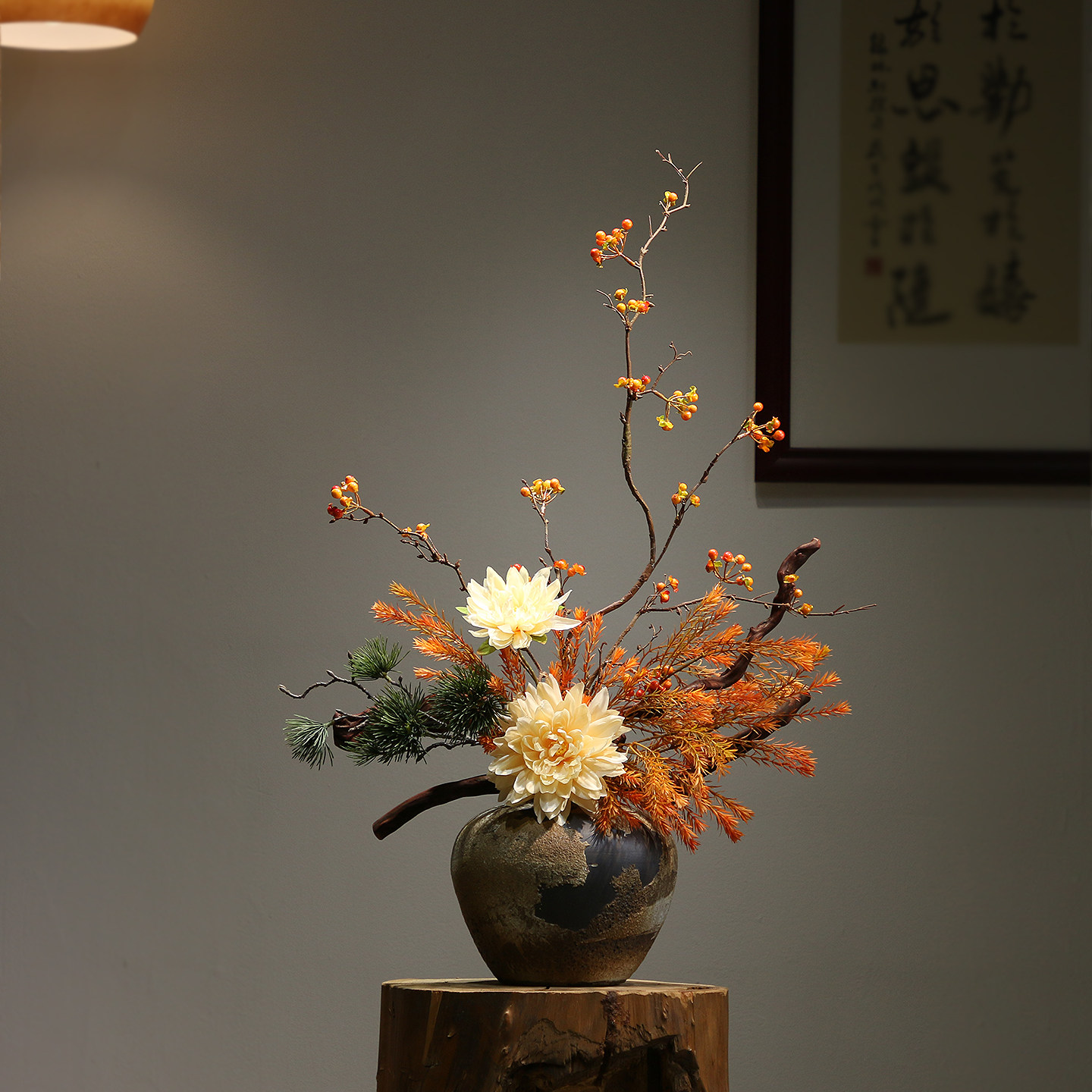 宋氏美学陶瓷花瓶景德镇客厅玄关桌装饰品中古侘寂风仿真花插摆件