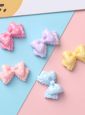 迷你波点蝴蝶结diy卡通亮面树脂配件饰品制发夹手机壳水杯头饰批