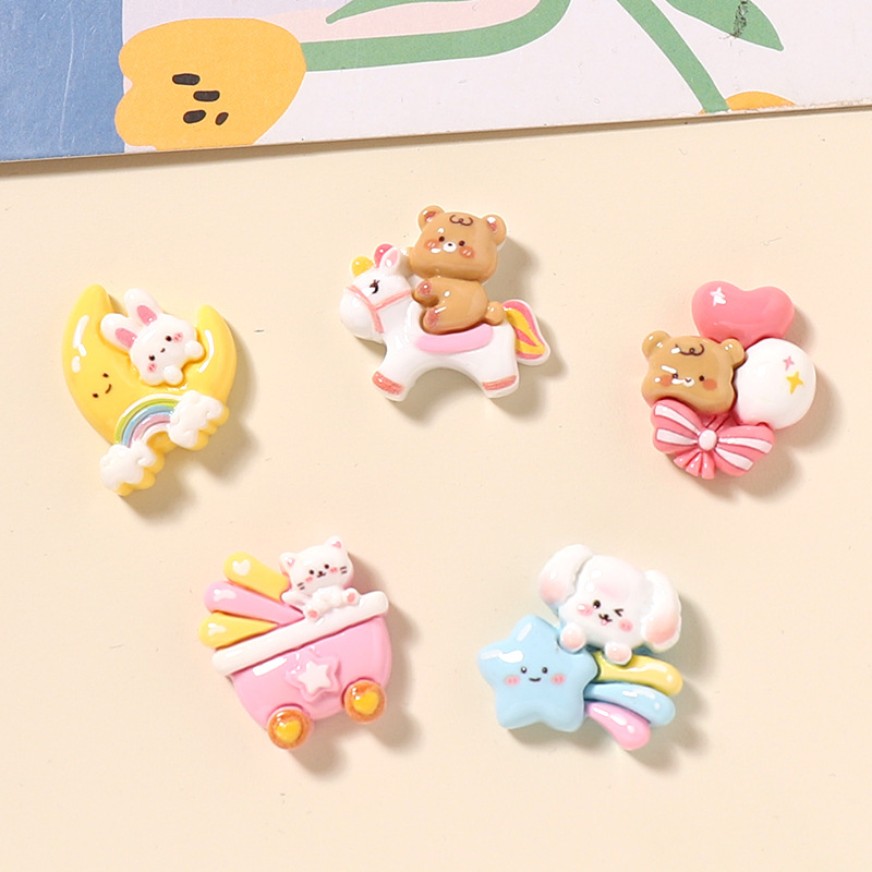 卡通diy树脂配件饰品快乐小熊奶油胶手工制发夹手机壳鞋扣配饰批