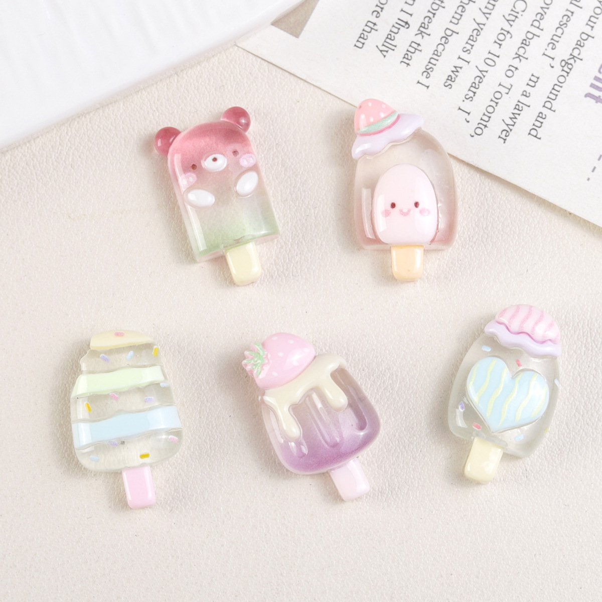 卡通diy树脂配件饰品透透雪糕奶油胶发夹手机壳鞋扣钥匙扣吊坠配