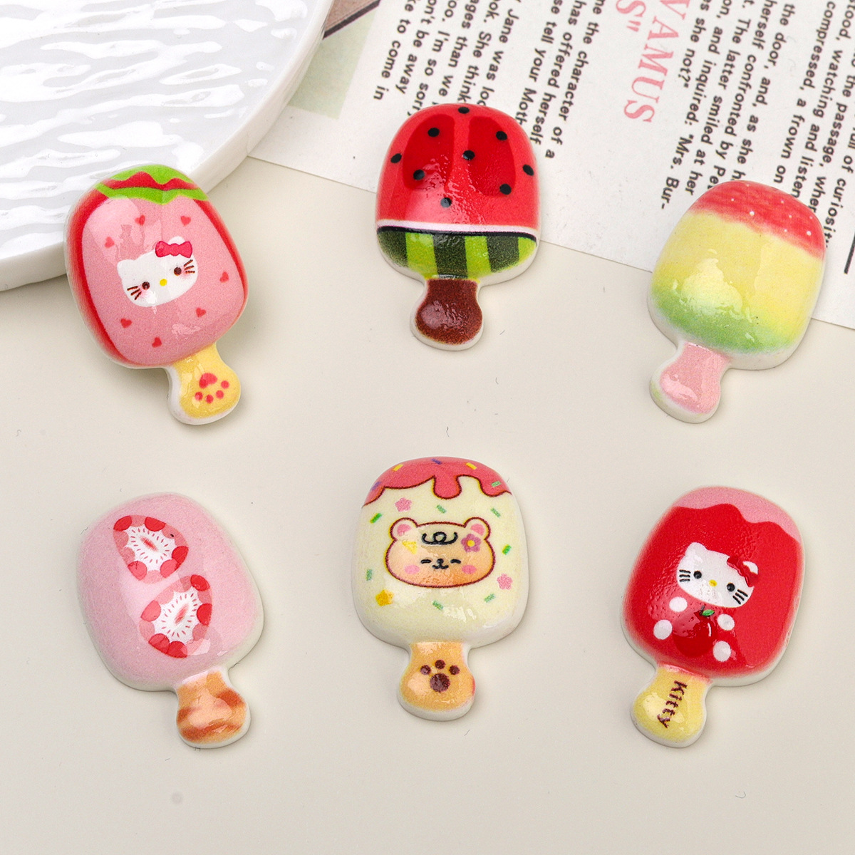卡通diy树脂配件饰品可爱雪糕奶油胶发夹手机壳鞋扣钥匙扣吊坠配