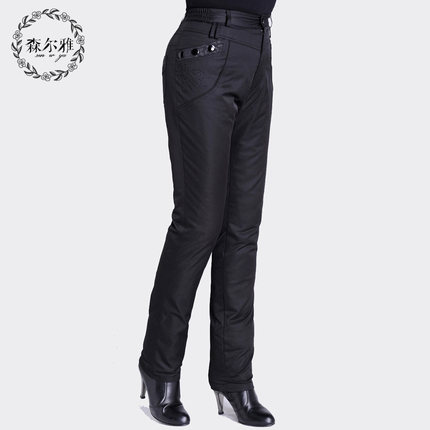 中老年羽绒裤女外穿高腰加厚大码保暖长裤妈妈