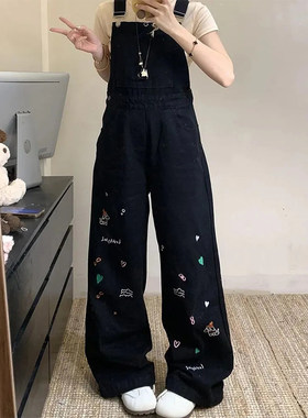 美式复古设计感直筒连体裤子