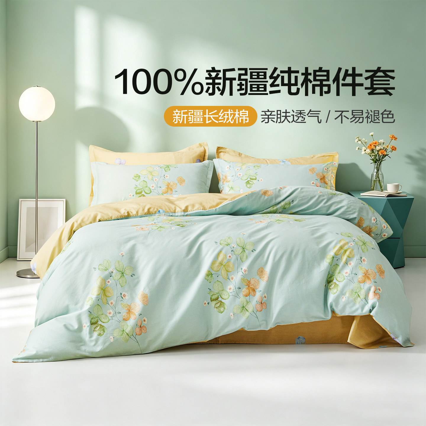 恒源祥纯棉四件套40S新疆棉简约图片