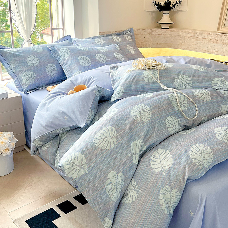 恒源祥全棉印花四件套纯棉被套床单款四季通用单人学生宿舍三件套