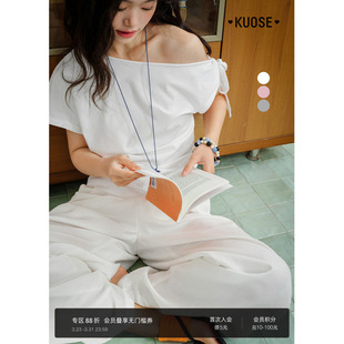 女粉色露肩上衣短款 阔色白色斜肩修身 新款 气质2026春夏季 t恤短袖