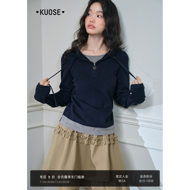 多色可选、假两件、连帽设计